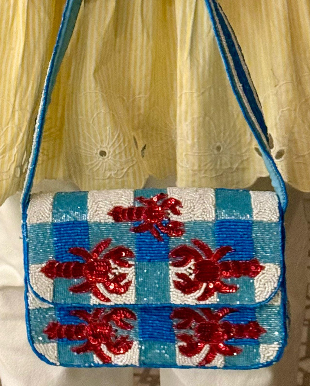 Handmade Lobster Picnic Beaded Clutch
