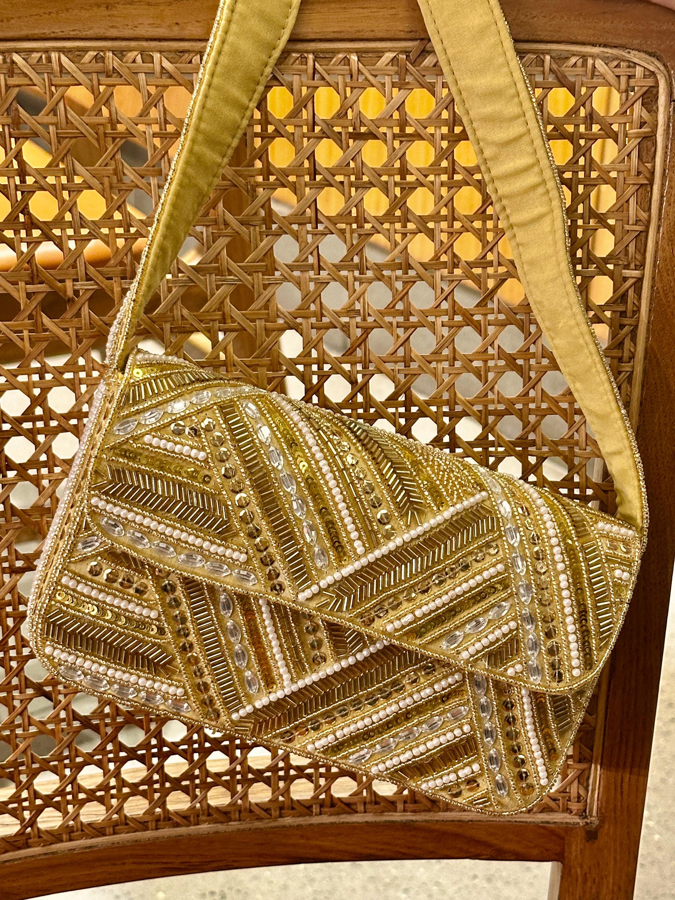 Golden Mirage Beaded Bag