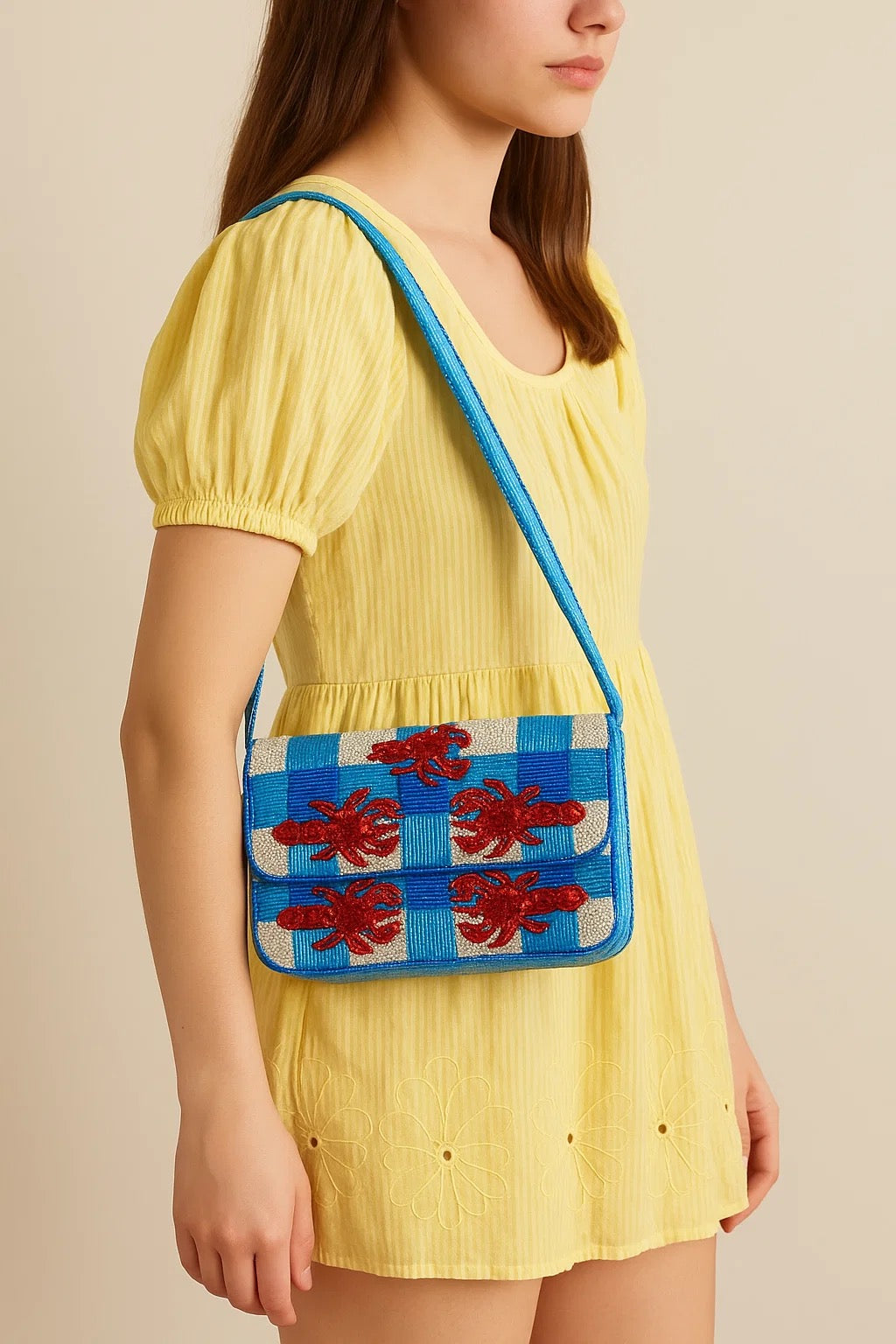 Handmade Lobster Picnic Beaded Clutch