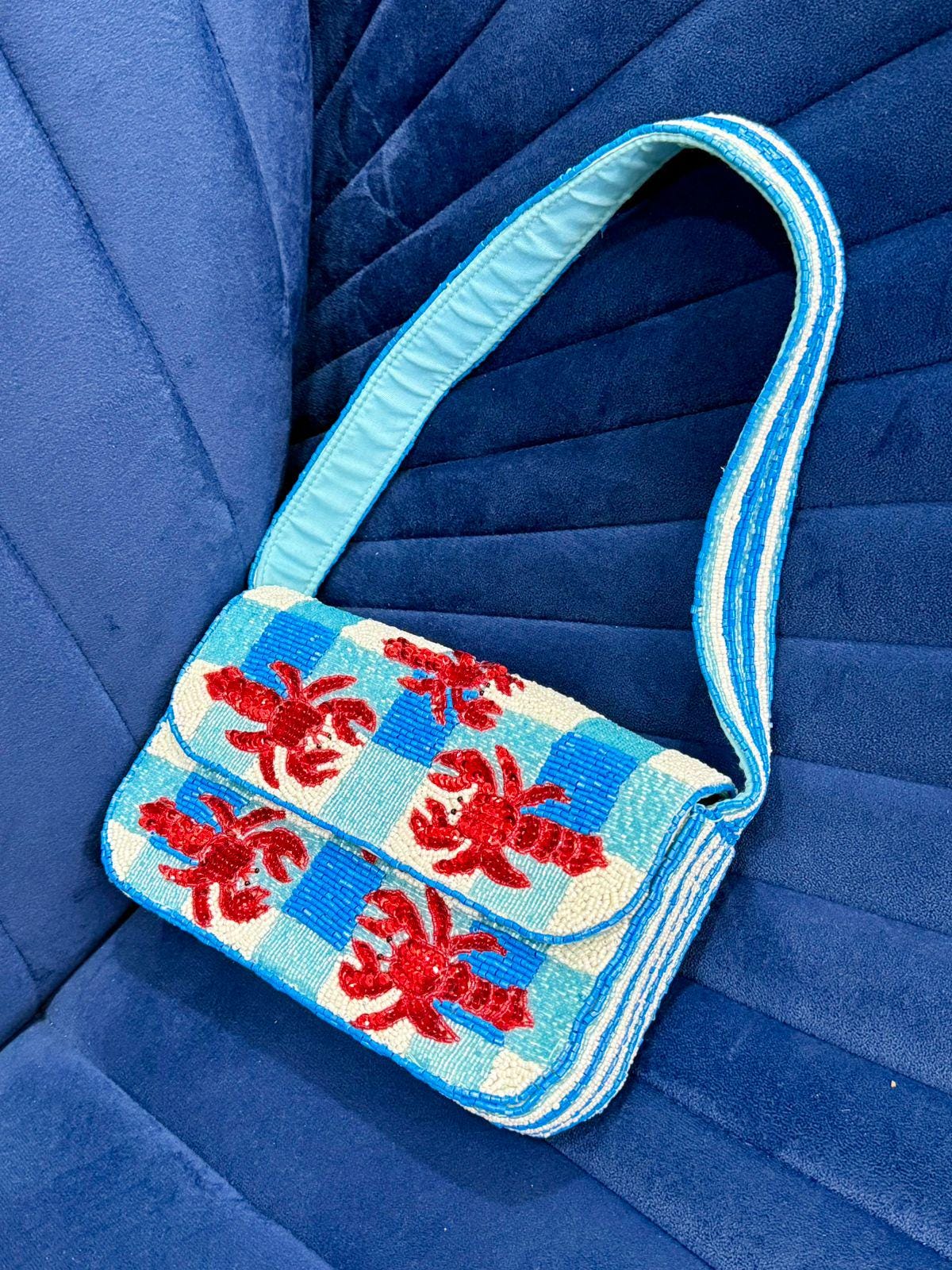 Handmade Lobster Picnic Beaded Clutch