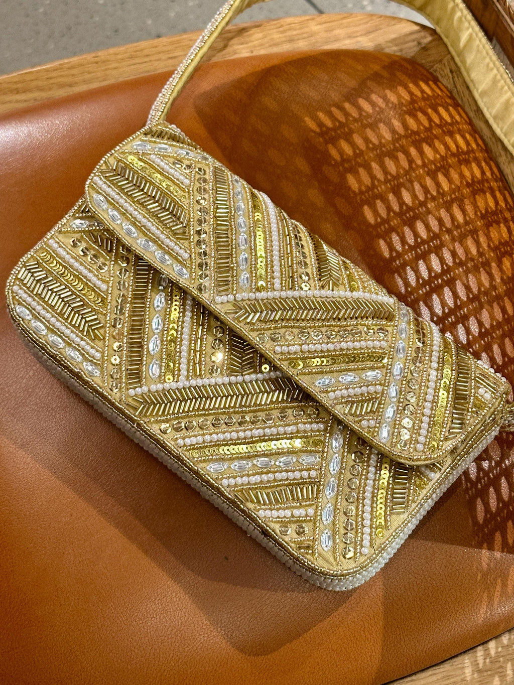 Golden Mirage Beaded Bag