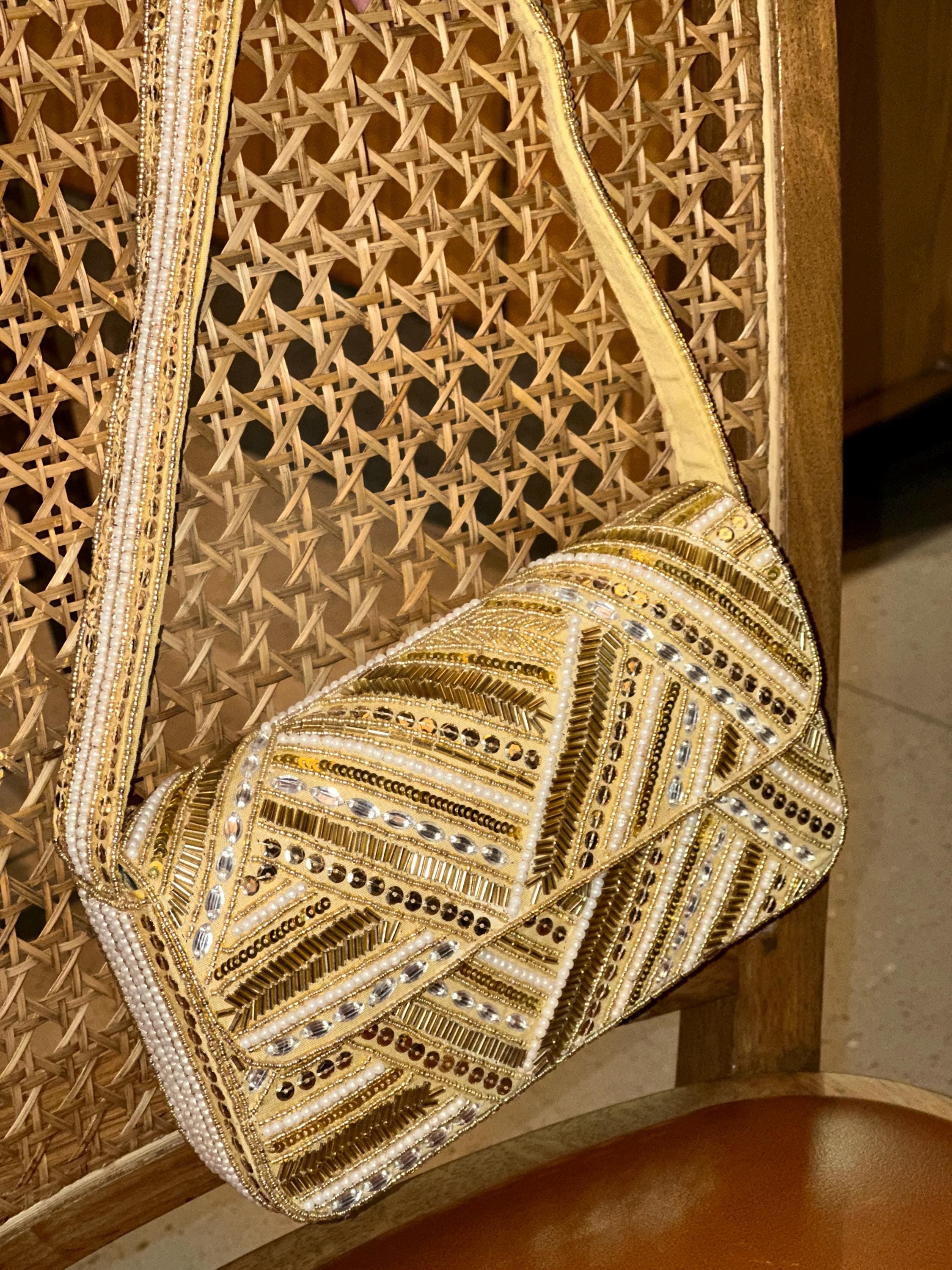 Golden Mirage Beaded Bag