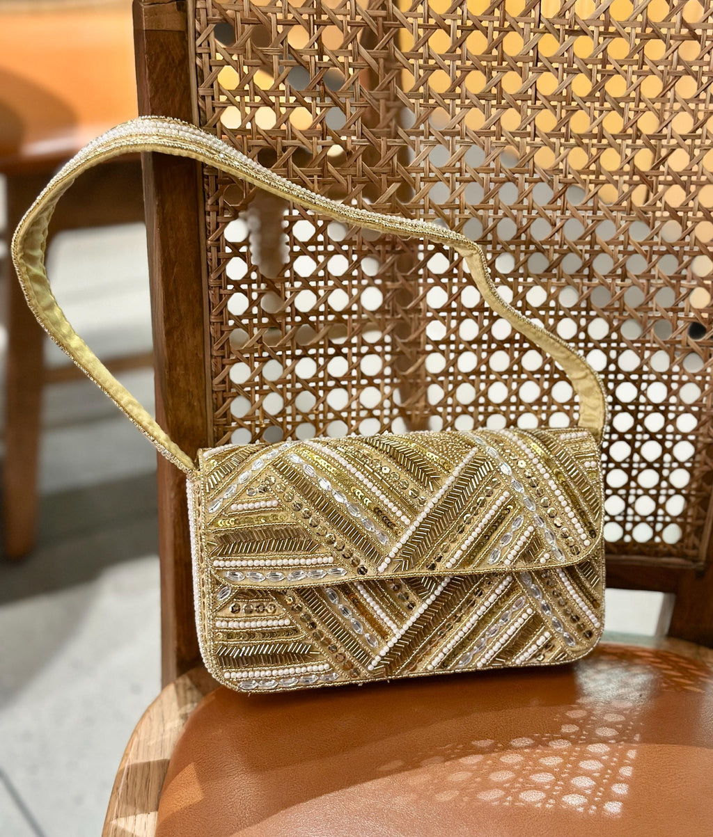 Golden Mirage Beaded Bag